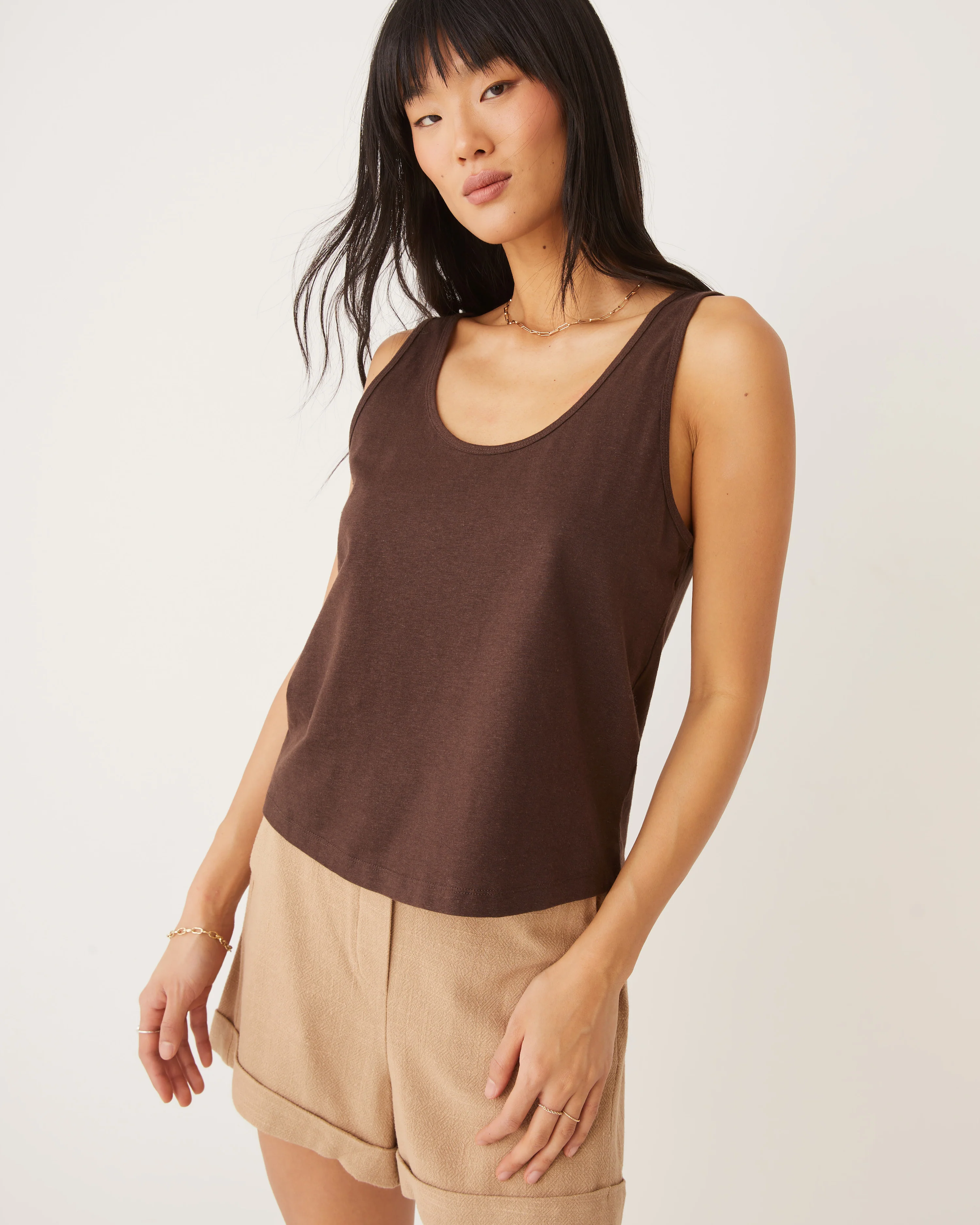 The U-Neck Tank Top in Dark Brown